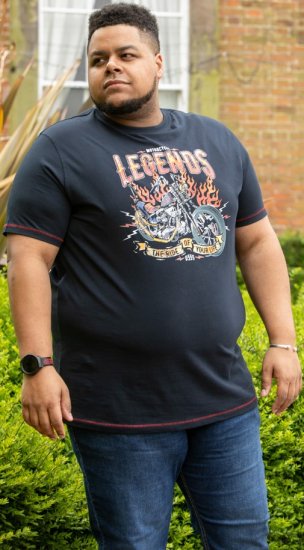 D555 JAGGER Legends Motor Bike Printed Crew Neck T-Shirt Navy - Herren-T-shirts - Herren-T-Shirts in großen Größen