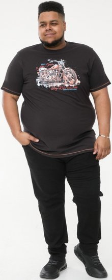 D555 LORNE Motor Bike Splatter Printed Crew Neck T-Shirt Washed Black - Herren-T-shirts - Herren-T-Shirts in großen Größen