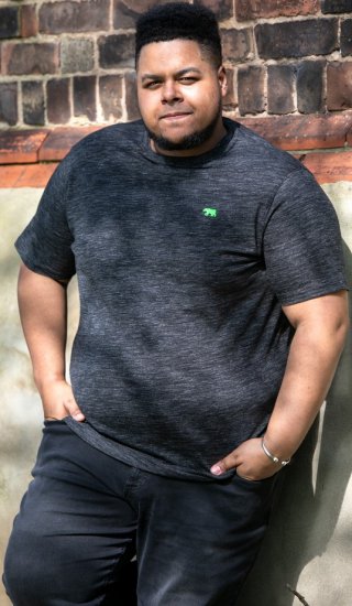 D555 ORSTON Reno Fabric Crew Neck T-Shirt With Chest Embroidery Black Reno - Herren-T-shirts - Herren-T-Shirts in großen Größen