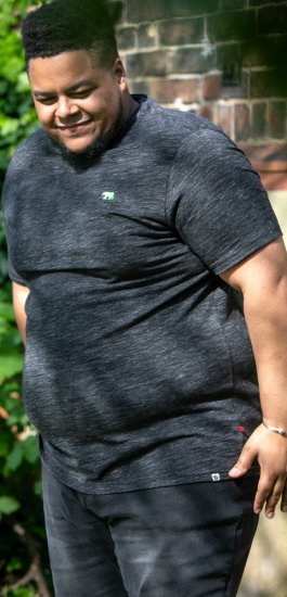 D555 ORSTON Reno Fabric Crew Neck T-Shirt With Chest Embroidery Black Reno - Herren-T-shirts - Herren-T-Shirts in großen Größen