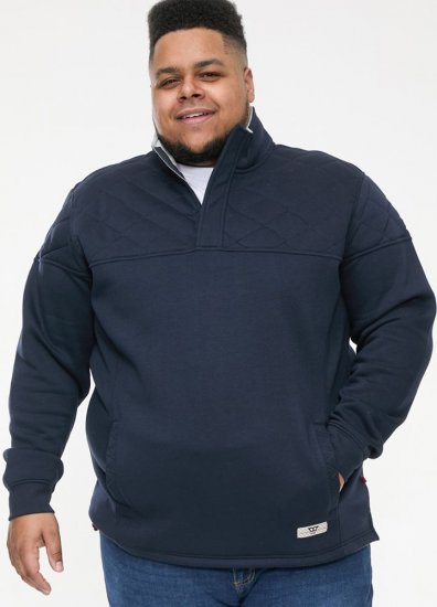 D555 SWANN Quarter Neck Sweatshirt With Quilted Top Panel Navy - Herren-sweater und -hoodies - Herren-Sweater und -Hoodies in großen Größen