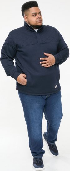D555 SWANN Quarter Neck Sweatshirt With Quilted Top Panel Navy - Herren-sweater und -hoodies - Herren-Sweater und -Hoodies in großen Größen