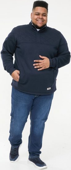 D555 SWANN Quarter Neck Sweatshirt With Quilted Top Panel Navy - Herren-sweater und -hoodies - Herren-Sweater und -Hoodies in großen Größen