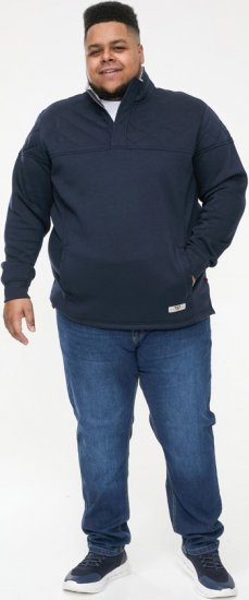 D555 SWANN Quarter Neck Sweatshirt With Quilted Top Panel Navy - Herren-sweater und -hoodies - Herren-Sweater und -Hoodies in großen Größen