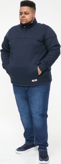 D555 SWANN Quarter Neck Sweatshirt With Quilted Top Panel Navy - Herren-sweater und -hoodies - Herren-Sweater und -Hoodies in großen Größen