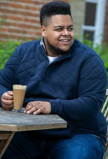 D555 SWANN Quarter Neck Sweatshirt With Quilted Top Panel Navy - Herren-sweater und -hoodies - Herren-Sweater und -Hoodies in großen Größen