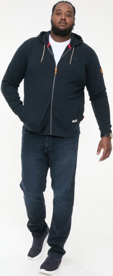 D555 IRVIN Full Zip Jacquard Hoody With Chest Embroidery Navy - Herren-Sweater und -Hoodies in großen Größen - Herren-Sweater und -Hoodies in großen Größen
