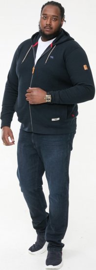 D555 IRVIN Full Zip Jacquard Hoody With Chest Embroidery Navy - Herren-Sweater und -Hoodies in großen Größen - Herren-Sweater und -Hoodies in großen Größen