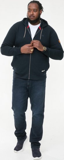 D555 IRVIN Full Zip Jacquard Hoody With Chest Embroidery Navy - Herren-Sweater und -Hoodies in großen Größen - Herren-Sweater und -Hoodies in großen Größen