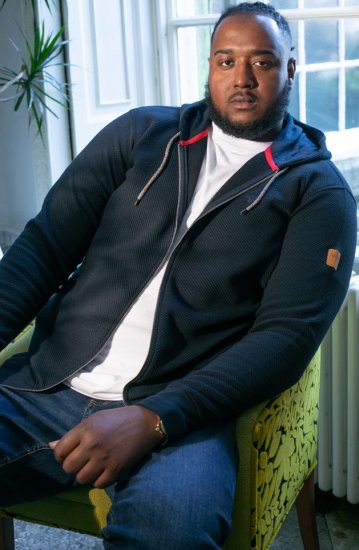 D555 IRVIN Full Zip Jacquard Hoody With Chest Embroidery Navy - Herren-Sweater und -Hoodies in großen Größen - Herren-Sweater und -Hoodies in großen Größen