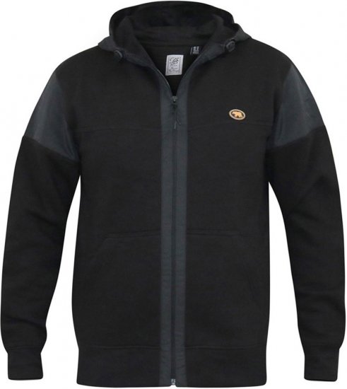 D555 DEAN Couture Zip Through Hoody With Woven Contrast Fabric Trim Black - Herren-sweater und -hoodies - Herren-Sweater und -Hoodies in großen Größen