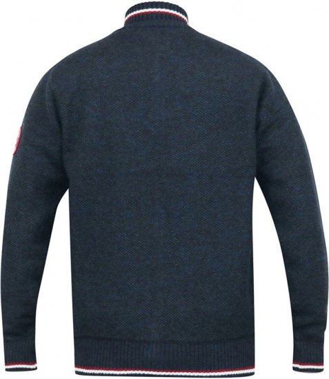 D555 ABERDARE Knitted Zip Through Sweater With Bonded Check Lining Navy Marl - Herren-sweater und -hoodies - Herren-Sweater und -Hoodies in großen Größen