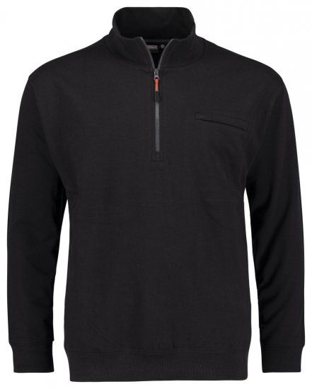 Adamo 159305 Sweatshirt mit Stehkragen und Reißverschluss Schwarz - Herren-sweater und -hoodies - Herren-Sweater und -Hoodies in großen Größen