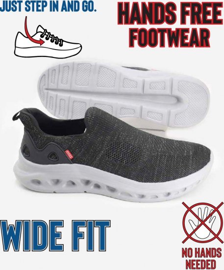 D555 Blyth 1 Kingsize Hands Free Shoes With Knitted Top Black - Herrenschuhe 40-52 - 