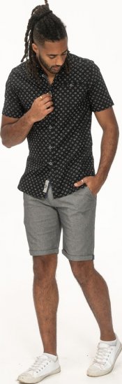 D555 Matlock Short Sleeve AOP Shirt With Hidden Button Down Black - Herrenhemden - Herrenhemden in großen Größen