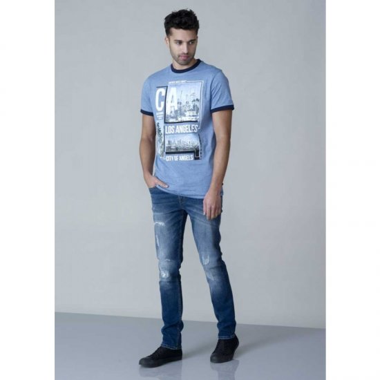 D555 Howie Fine Stripe T-shirt Blue - Herren-T-shirts - Herren-T-Shirts in großen Größen