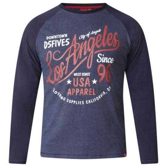D555 Neill Long Sleeve T-shirt Navy - Herren-T-shirts - Herren-T-Shirts in großen Größen
