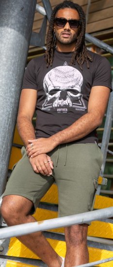 D555 Hucknall Skull Monochrome Printed Crew Neck T-shirt Washed Black - Herren-T-shirts - Herren-T-Shirts in großen Größen