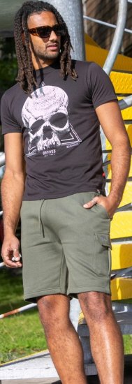 D555 Hucknall Skull Monochrome Printed Crew Neck T-shirt Washed Black - Herren-T-shirts - Herren-T-Shirts in großen Größen