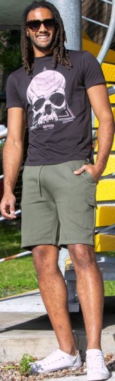 D555 Hucknall Skull Monochrome Printed Crew Neck T-shirt Washed Black - Herren-T-shirts - Herren-T-Shirts in großen Größen