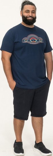 D555 Cheltenham Record With Reflection Printed T-shirt French Navy - Herren-T-shirts - Herren-T-Shirts in großen Größen