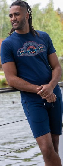 D555 Cheltenham Record With Reflection Printed T-shirt French Navy - Herren-T-shirts - Herren-T-Shirts in großen Größen