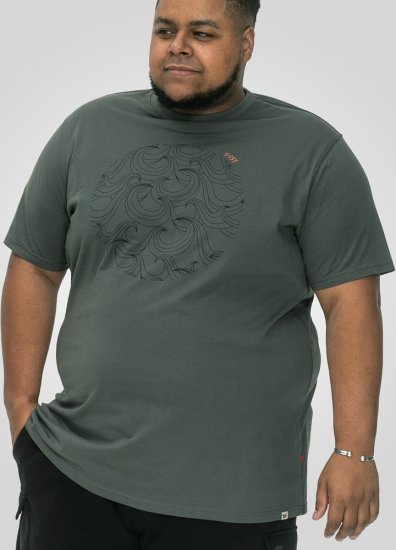D555 Poole Circle Wave Printed Crew Neck T-shirt Khaki - Herren-T-shirts - Herren-T-Shirts in großen Größen