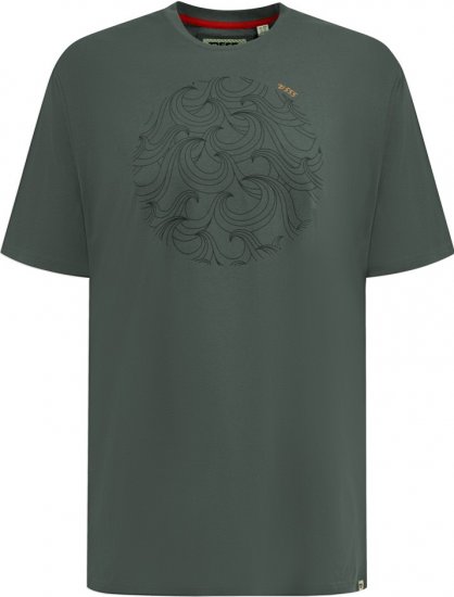 D555 Poole Circle Wave Printed Crew Neck T-shirt Khaki - Herren-T-shirts - Herren-T-Shirts in großen Größen