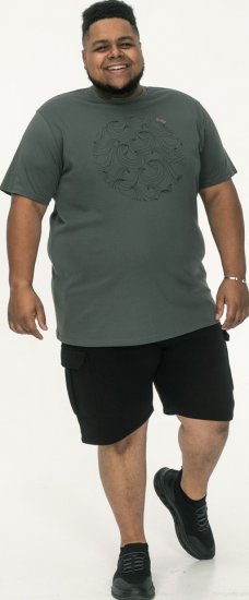 D555 Poole Circle Wave Printed Crew Neck T-shirt Khaki - Herren-T-shirts - Herren-T-Shirts in großen Größen