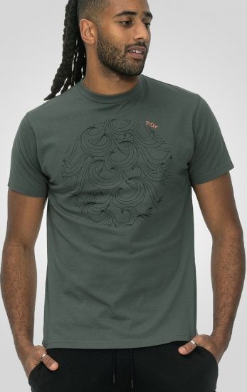 D555 Poole Circle Wave Printed Crew Neck T-shirt Khaki - Herren-T-shirts - Herren-T-Shirts in großen Größen