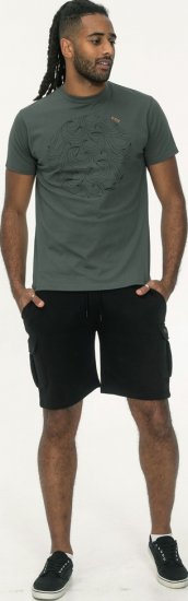 D555 Poole Circle Wave Printed Crew Neck T-shirt Khaki - Herren-T-shirts - Herren-T-Shirts in großen Größen