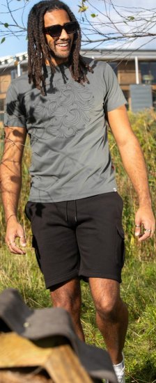 D555 Poole Circle Wave Printed Crew Neck T-shirt Khaki - Herren-T-shirts - Herren-T-Shirts in großen Größen