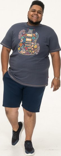 D555 Stockport Multi Coloured Guitar Printed T-Shirt Denim - Herren-T-shirts - Herren-T-Shirts in großen Größen