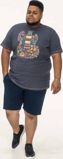 D555 Stockport Multi Coloured Guitar Printed T-Shirt Denim - Herren-T-shirts - Herren-T-Shirts in großen Größen