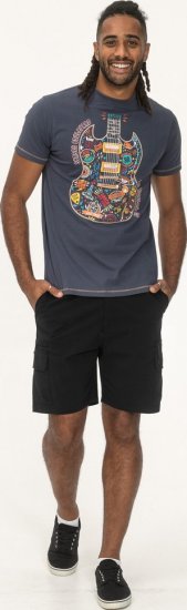 D555 Stockport Multi Coloured Guitar Printed T-Shirt Denim - Herren-T-shirts - Herren-T-Shirts in großen Größen