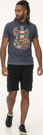 D555 Stockport Multi Coloured Guitar Printed T-Shirt Denim - Herren-T-shirts - Herren-T-Shirts in großen Größen