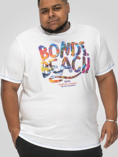 D555 SYDNEY Multi Coloured Bondi Beach Printed T-Shirt White - Herren-T-shirts - Herren-T-Shirts in großen Größen