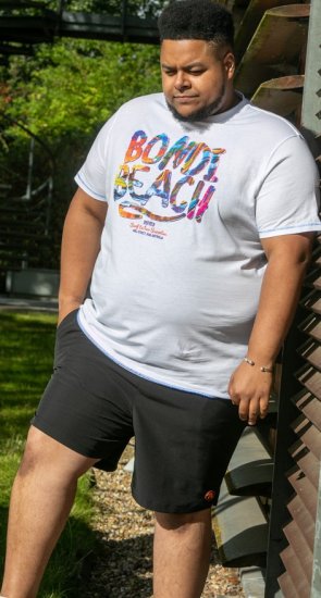 D555 SYDNEY Multi Coloured Bondi Beach Printed T-Shirt White - Herren-T-shirts - Herren-T-Shirts in großen Größen