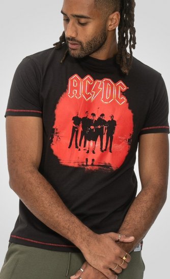 D555 Uxbridge Official ACDC Band Printed Crew Neck T-Shirt Washed Black - Herren-T-shirts - Herren-T-Shirts in großen Größen
