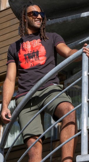 D555 Uxbridge Official ACDC Band Printed Crew Neck T-Shirt Washed Black - Herren-T-shirts - Herren-T-Shirts in großen Größen