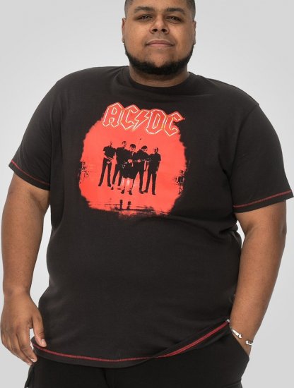D555 Uxbridge Official ACDC Band Printed Crew Neck T-Shirt Washed Black - Herren-T-shirts - Herren-T-Shirts in großen Größen