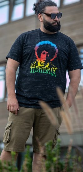 D555 Hendrix Official Jimi Hendrix Printed Crew Neck T-Shirt Black Reno - Band-T-shirts - 