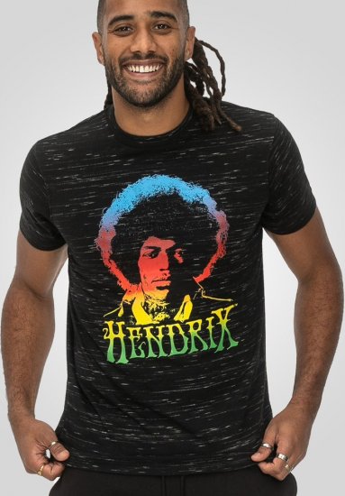 D555 Hendrix Official Jimi Hendrix Printed Crew Neck T-Shirt Black Reno - Band-T-shirts - 