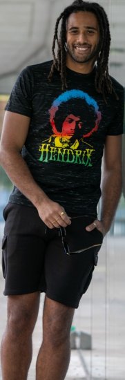 D555 Hendrix Official Jimi Hendrix Printed Crew Neck T-Shirt Black Reno - Band-T-shirts - 