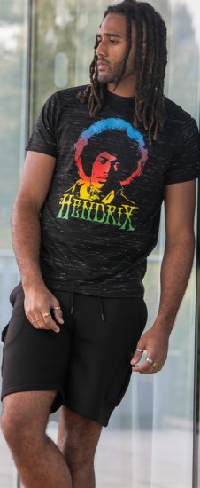 D555 Hendrix Official Jimi Hendrix Printed Crew Neck T-Shirt Black Reno - Band-T-shirts - 