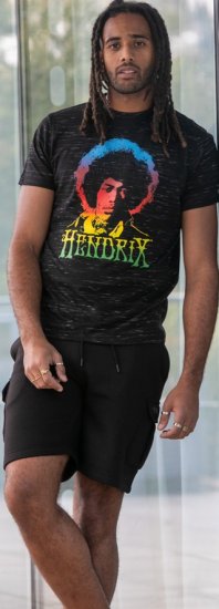 D555 Hendrix Official Jimi Hendrix Printed Crew Neck T-Shirt Black Reno - Band-T-shirts - 