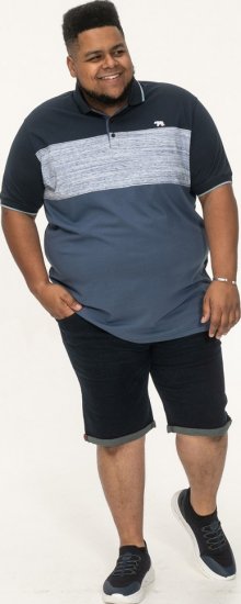 D555 Leeds Cut And Sew Polo With Jacquard Collar And Cuffs Navy - Polo-shirts für herren - Polo-Shirts für Herren in großen Größen