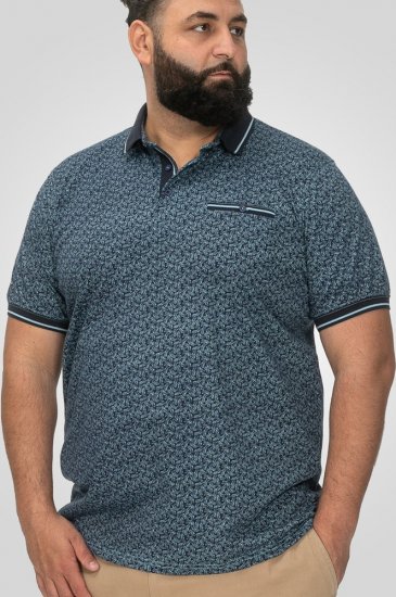 D555 Woolwich AOP Polo Shirt With Ribbed Collar Blue - Polo-shirts für herren - Polo-Shirts für Herren in großen Größen