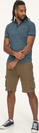 D555 Woolwich AOP Polo Shirt With Ribbed Collar Blue - Polo-shirts für herren - Polo-Shirts für Herren in großen Größen