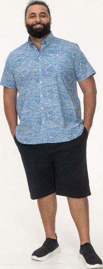 D555 Torquay AOP Short Sleeve Button Down Collar Shirt Blue Wave - Herrenhemden - Herrenhemden in großen Größen